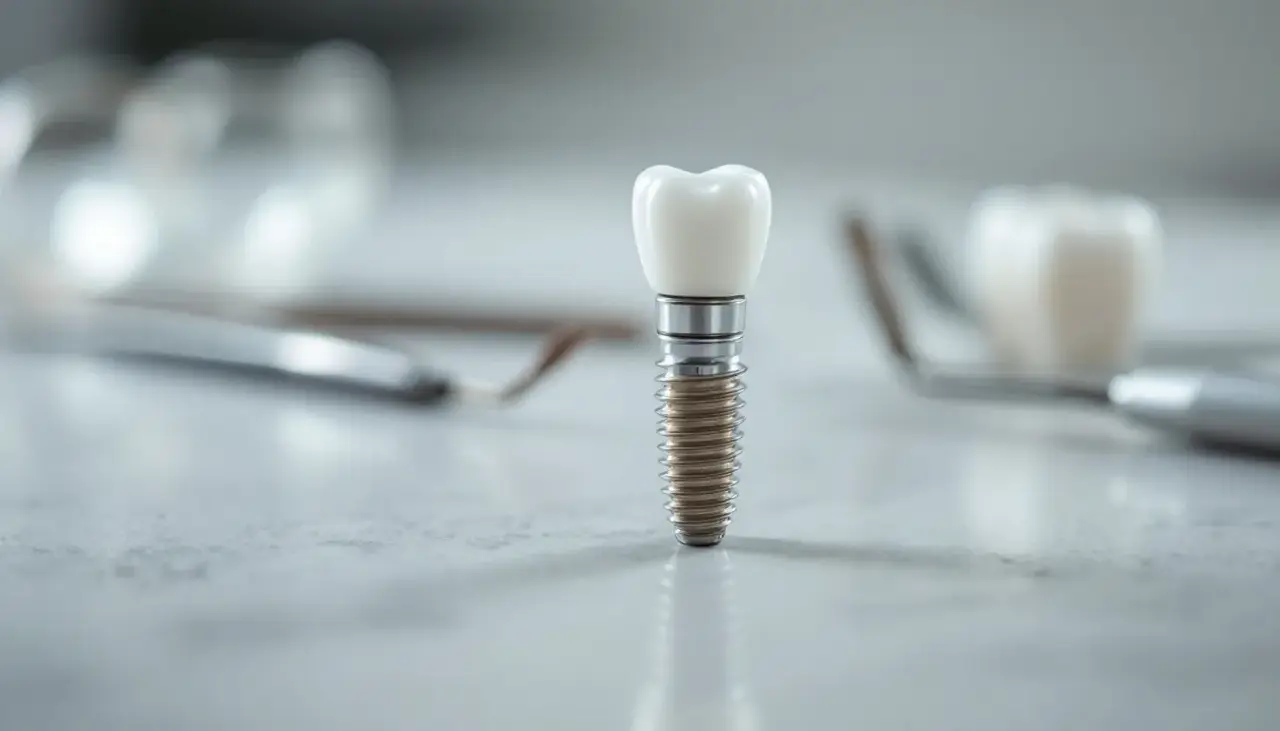 Dental implant components: a titanium post and crown